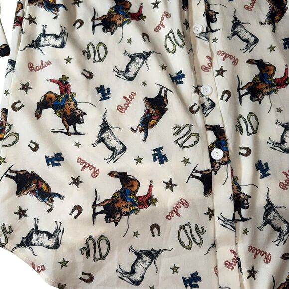 Nylon Apparel Rodeo Blouse Size Small - Made In The USA -‎ Western Cowboy Lasso - Picture 4 of 11